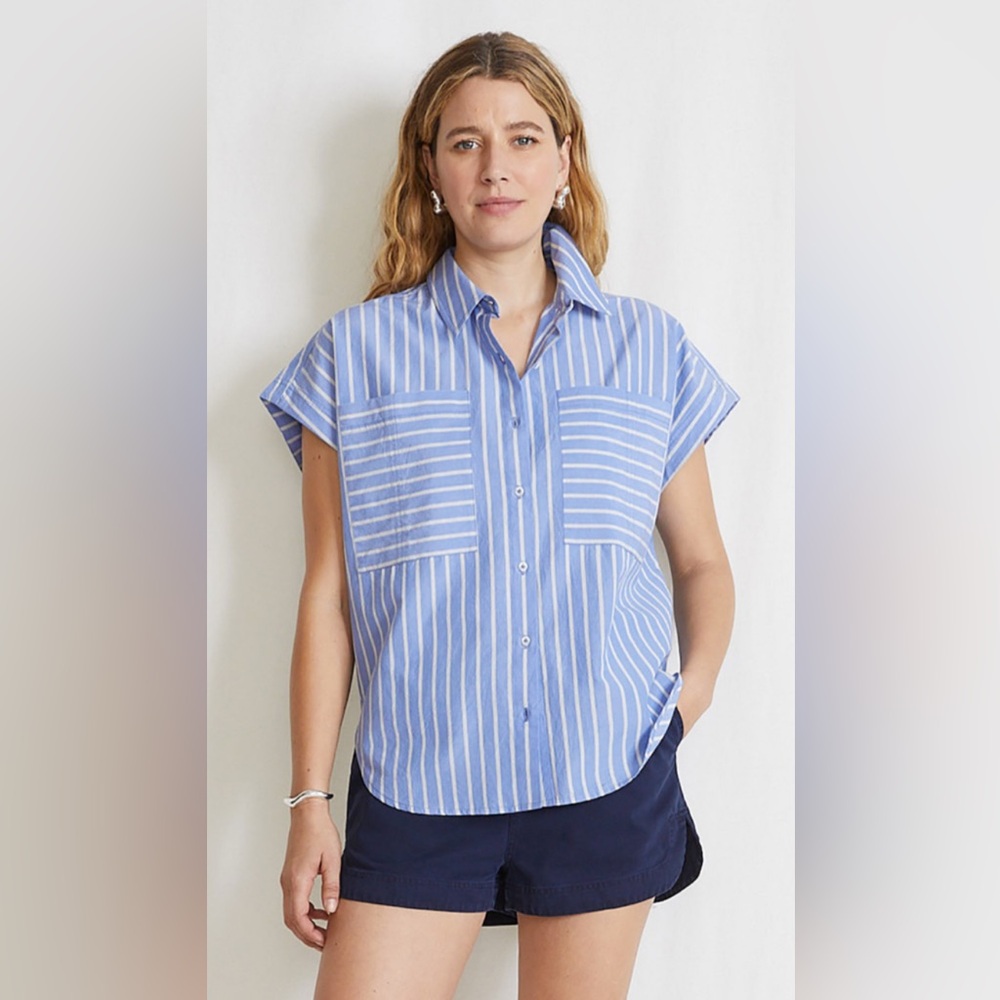 APIECE APART Soller Cap-Sleeve Button-Up Top Size Small